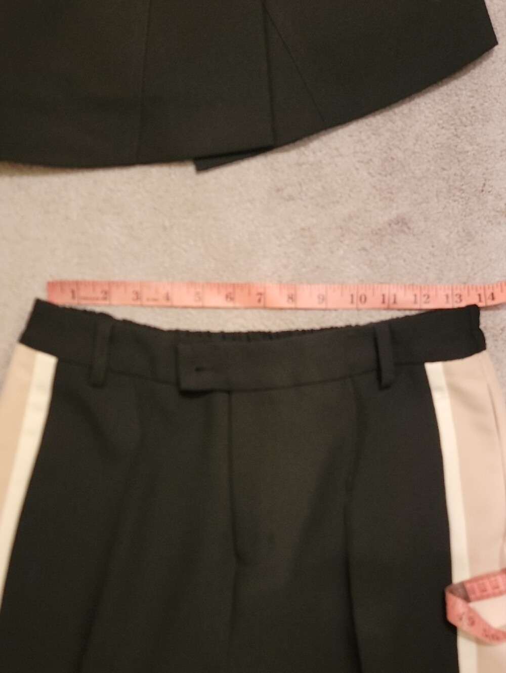 Central Park West Black Two-Piece Pantsuit with Cream and Tan Stripes - Picture 4 of 17